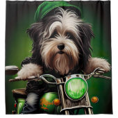 Havanese Dog Driving Bike St. Patrick's Day Duschvorhang (Vorderseite)