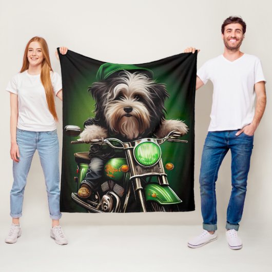 Havanese Dog Driving Bike St. Patrick's Day Fleecedecke (Beispiel)