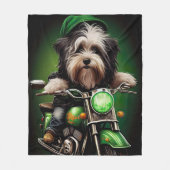 Havanese Dog Driving Bike St. Patrick's Day Fleecedecke (Vorderseite)