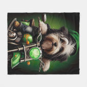 Havanese Dog Driving Bike St. Patrick's Day Fleecedecke (Vorderseite (Horizontal))