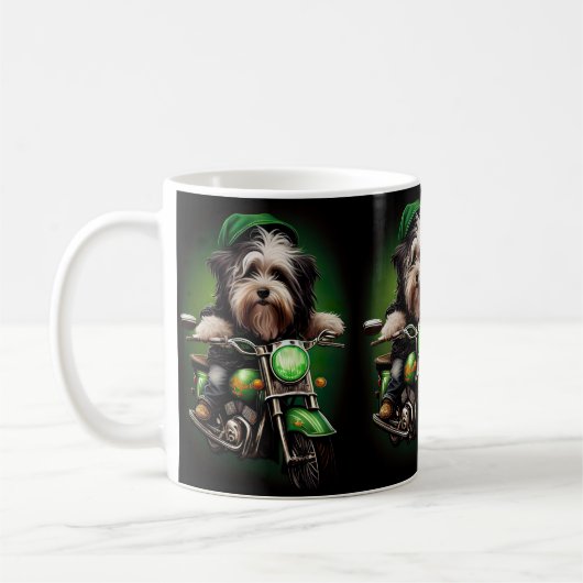 Havanese Dog Driving Bike St. Patrick's Day Kaffeetasse (Links)