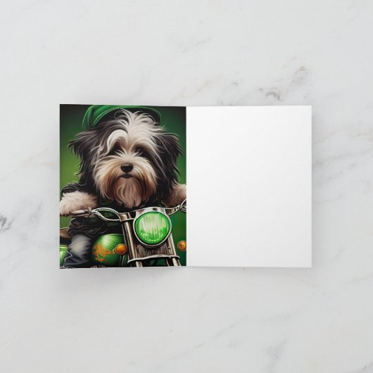 Havanese Dog Driving Bike St. Patrick's Day Karte (Innenseite)