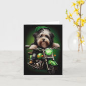 Havanese Dog Driving Bike St. Patrick's Day Karte (Gelbe Blume)