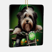 Havanese Dog Driving Bike St. Patrick's Day Keramikornament (Rechts)
