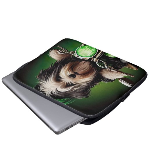 Havanese Dog Driving Bike St. Patrick's Day Laptopschutzhülle (Vorne Knopf)