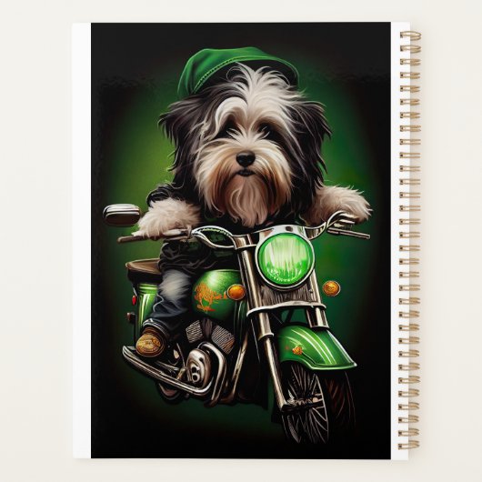 Havanese Dog Driving Bike St. Patrick's Day Planer (Rückseite)