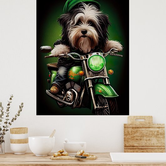 Havanese Dog Driving Bike St. Patrick's Day Poster (Küche)