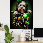 Havanese Dog Driving Bike St. Patrick's Day Poster (Heimbüro)