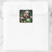 Havanese Dog Driving Bike St. Patrick's Day Quadratischer Aufkleber (Tasche)