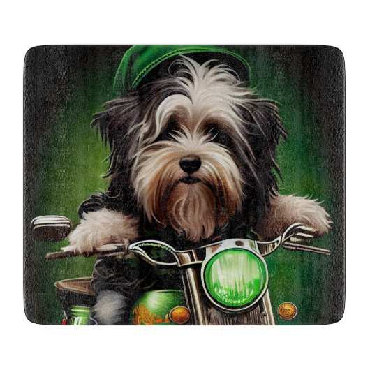 Havanese Dog Driving Bike St. Patrick's Day Schneidebrett (Vorderseite)