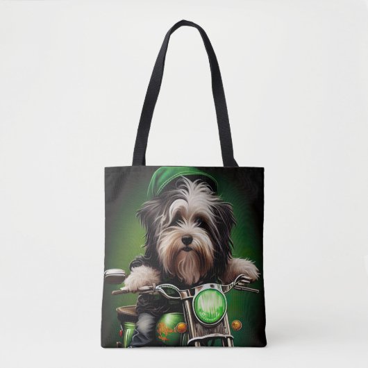 Havanese Dog Driving Bike St. Patrick's Day Tasche (Vorderseite)