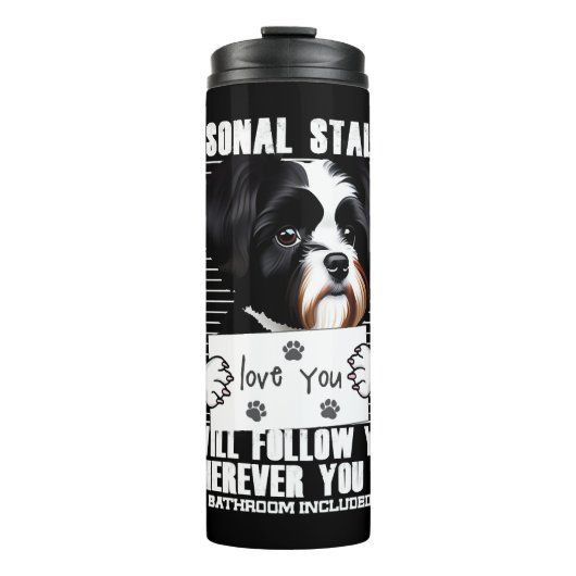 Havanese Dog Funny Stalker Cartoon Thermosbecher (Vorderseite)