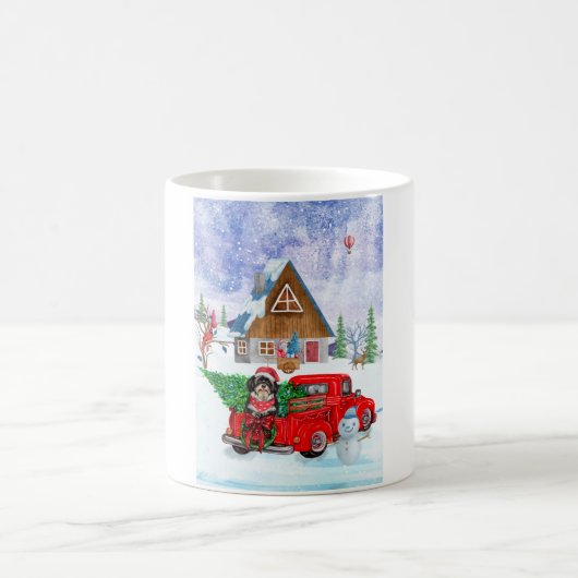 Havanese Dog in Christmas Delivery LKW Schnee Kaffeetasse (Mittel)