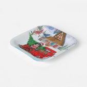 Havanese Dog in Christmas Delivery LKW Schnee Pappteller (Gewinkelt)