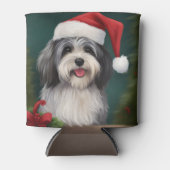 Havanese Dog in Schneeschweihnacht Dosenkühler (Vorderseite)