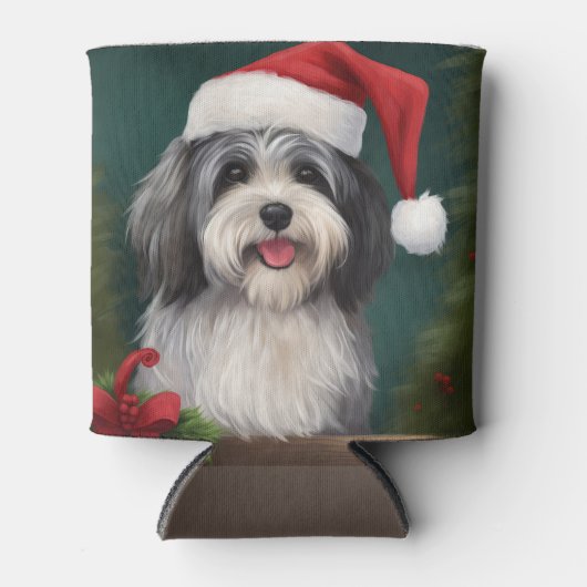 Havanese Dog in Schneeschweihnacht Dosenkühler (Vorderseite)