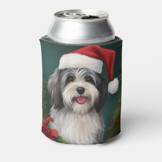 Havanese Dog in Schneeschweihnacht Dosenkühler (Kanne Rückseite)