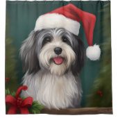 Havanese Dog in Schneeschweihnacht Duschvorhang (Vorderseite)