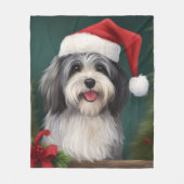 Havanese Dog in Schneeschweihnacht Fleecedecke (Vorderseite)