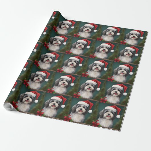 Havanese Dog in Schneeschweihnacht Geschenkpapier (Ungerollt)