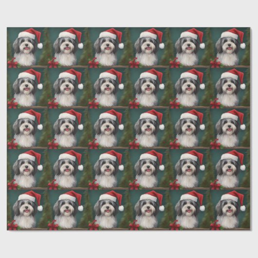 Havanese Dog in Schneeschweihnacht Geschenkpapier (Flach)