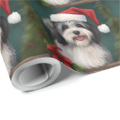 Havanese Dog in Schneeschweihnacht Geschenkpapier (Rolleneckpunkt)