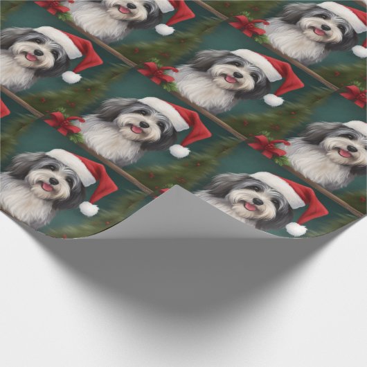 Havanese Dog in Schneeschweihnacht Geschenkpapier (Ecke)