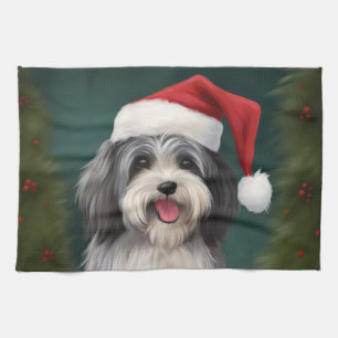 Havanese Dog in Schneeschweihnacht Geschirrtuch