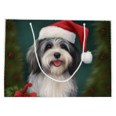 Havanese Dog in Schneeschweihnacht Große Geschenktüte (Rückseite)