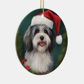 Havanese Dog in Schneeschweihnacht Keramik Ornament (Rechts)