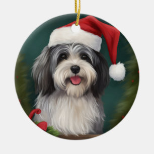 Havanese Dog in Schneeschweihnacht Keramik Ornament