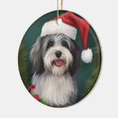 Havanese Dog in Schneeschweihnacht Keramik Ornament (Links)