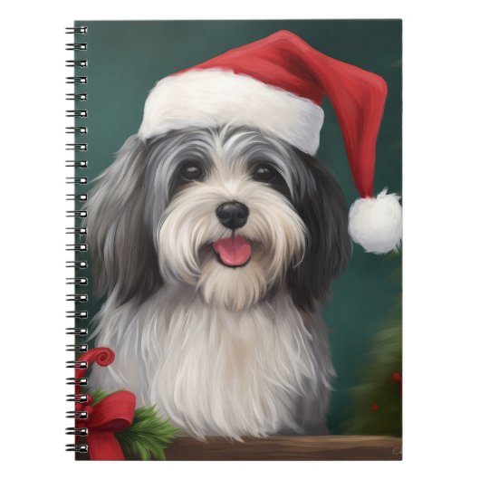 Havanese Dog in Schneeschweihnacht Notizblock (Vorderseite)