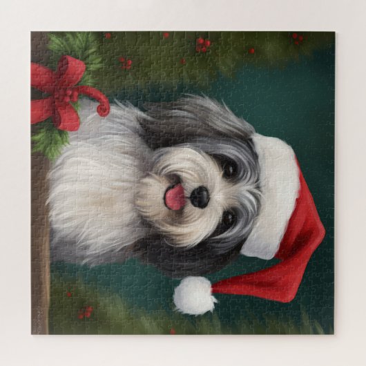 Havanese Dog in Schneeschweihnacht Puzzle (Horizontal)