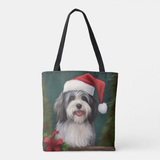 Havanese Dog in Schneeschweihnacht Tasche (Rückseite)