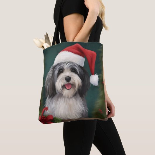 Havanese Dog in Schneeschweihnacht Tasche (Von Nahem)