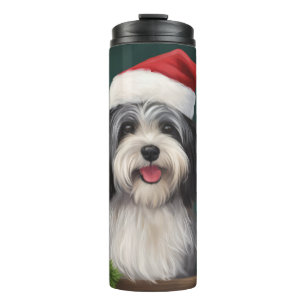 Havanese Dog in Schneeschweihnacht Thermosbecher