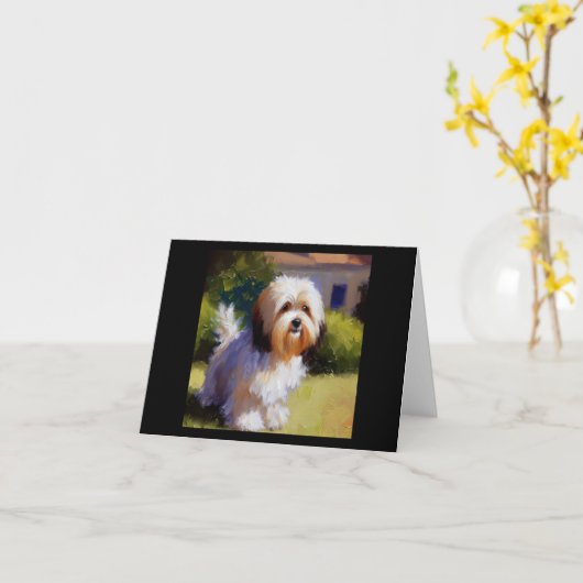 Havanese Dog Karte (Gelbe Blume)