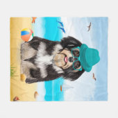 Havanese Dog on Beach Fleecedecke (Vorderseite (Horizontal))