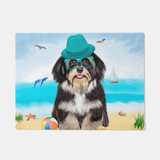 Havanese Dog on Beach Fußmatte (Vorderseite)