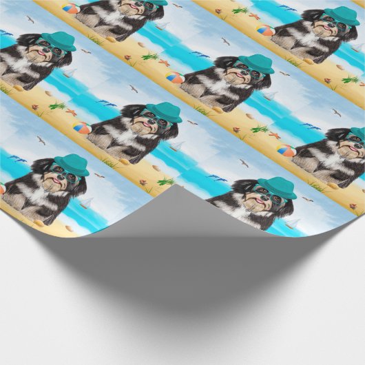 Havanese Dog on Beach Geschenkpapier (Ecke)