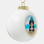Havanese Dog on Beach Keramik Kugel-Ornament (Links)