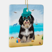 Havanese Dog on Beach Keramikornament (Rechts)