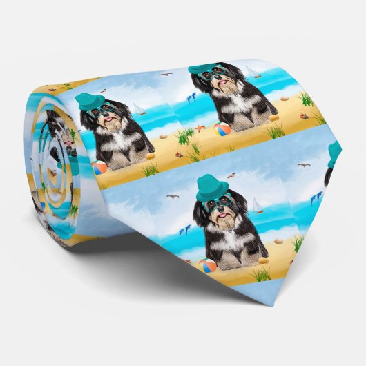 Havanese Dog on Beach Krawatte (Gerollt)