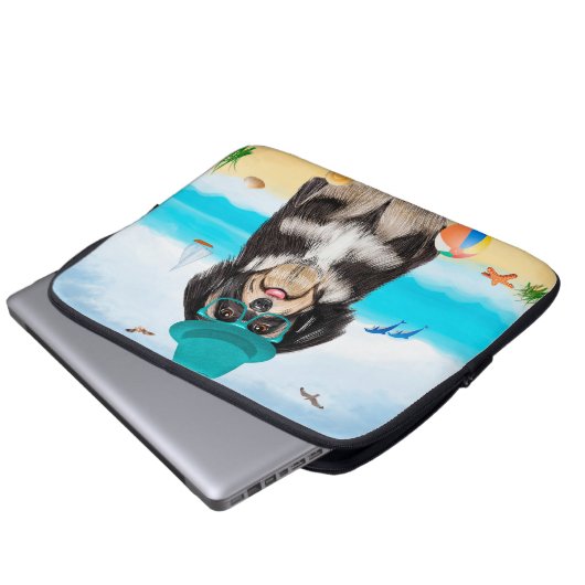 Havanese Dog on Beach Laptopschutzhülle (Vorne Knopf)