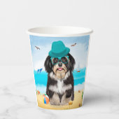 Havanese Dog on Beach Pappbecher (Rückseite)
