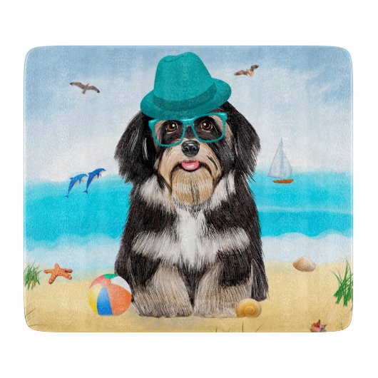 Havanese Dog on Beach Schneidebrett (Vorderseite)