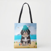 Havanese Dog on Beach Tasche (Vorderseite)