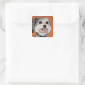 Havanese Dog Portrait Quadratischer Aufkleber (Tasche)