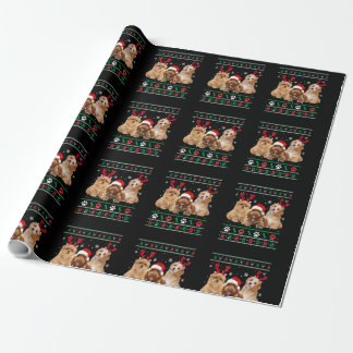 Havanese Dog Reindeer lights UGLY Christmas Pajama Geschenkpapier